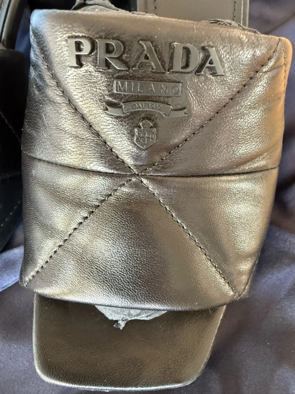 Prada Black Quilted Leather Square-Toe Heel Mules - Picture 3 of 11